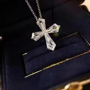 London England Luxury Brand Jewelry High Quality 925 Sliver Diamond Cross Necklace For Women Charming Gift Higher Quality