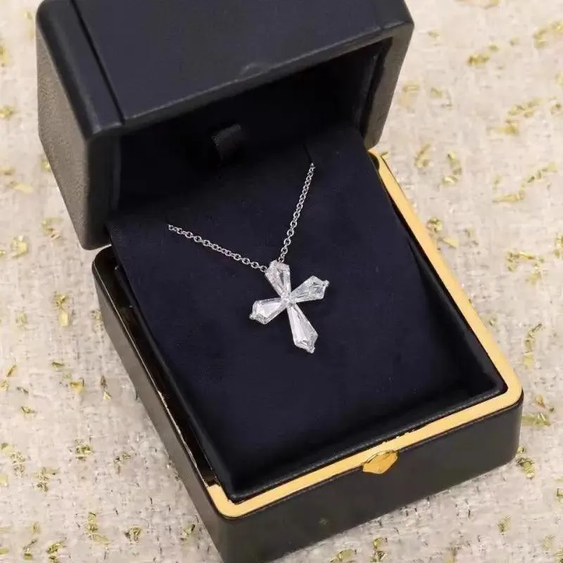 London England Luxury Brand Jewelry High Quality 925 Sliver Diamond Cross Necklace For Women Charming Gift Higher Quality