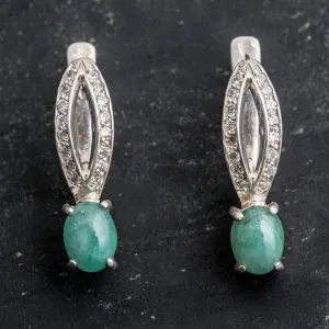 Long Emerald Earrings - Classy Vintage Earrings - Green Oval Earrings