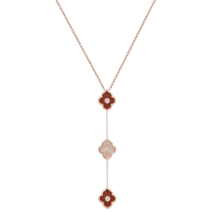 LUCE COLOUR - NECKLACE ROSE GOLD PAVE CORNELIAN & 2 DIAMONDS S