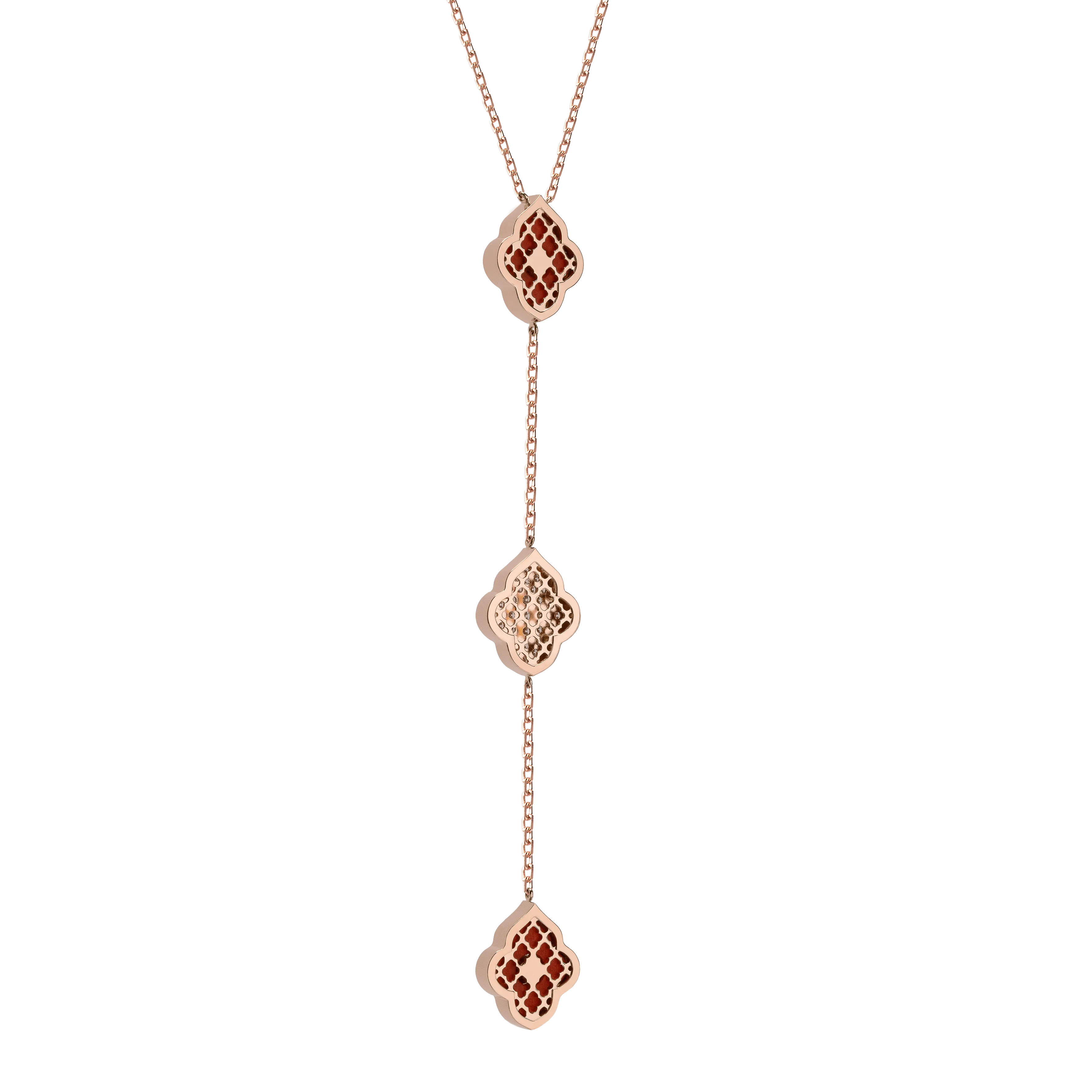 LUCE COLOUR - NECKLACE ROSE GOLD PAVE CORNELIAN & 2 DIAMONDS S