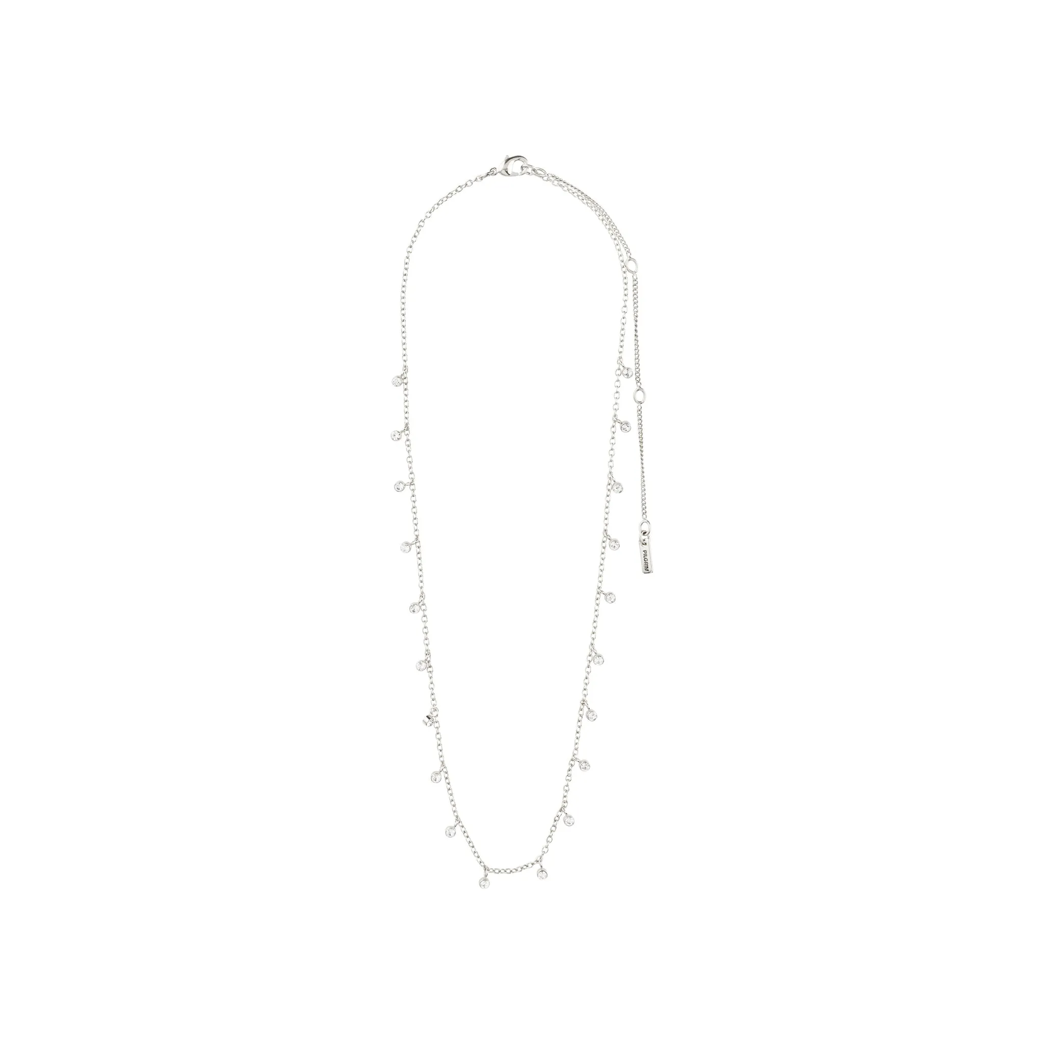 MAJA Crystal Multi Drops Necklace - Silver Plated