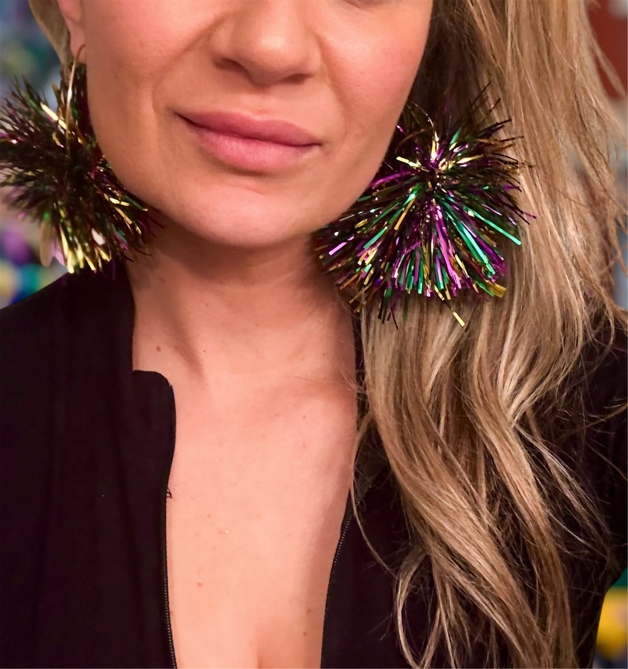 Mardi Gras Tinsel Earrings