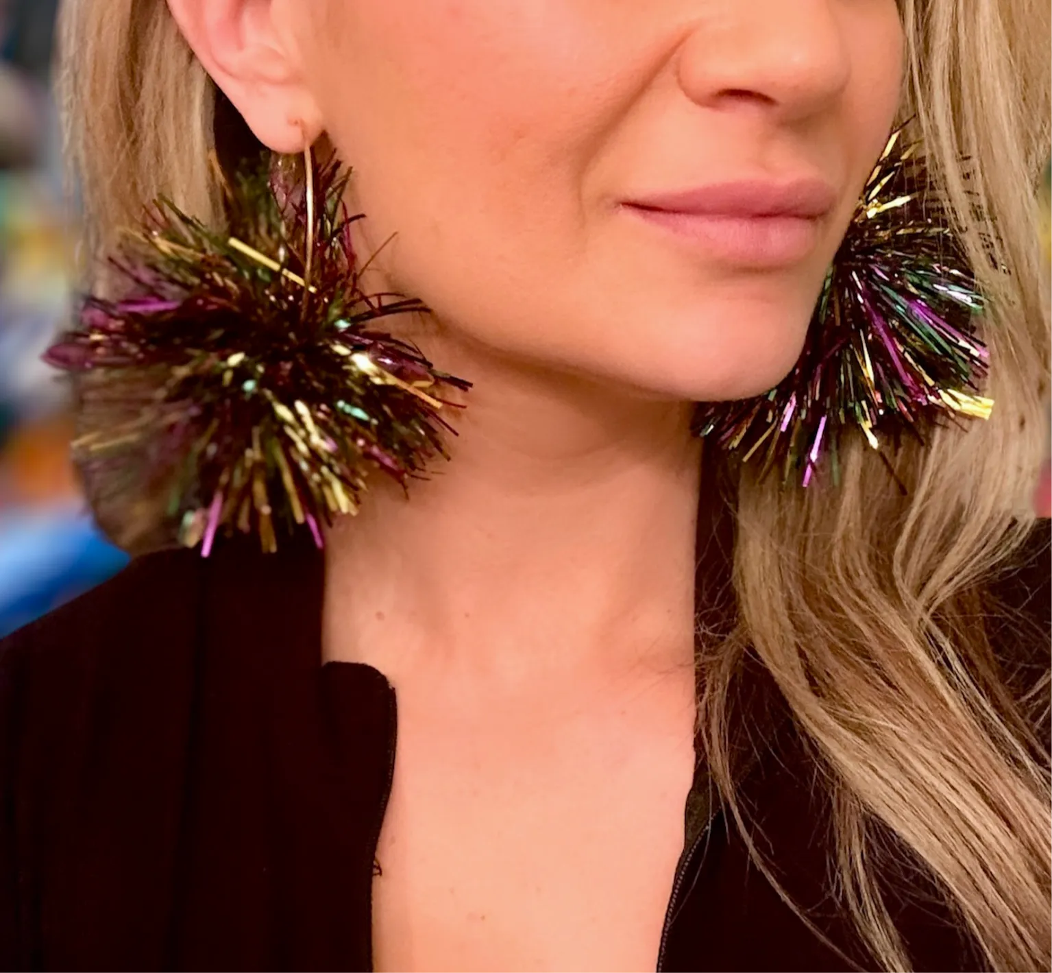 Mardi Gras Tinsel Earrings