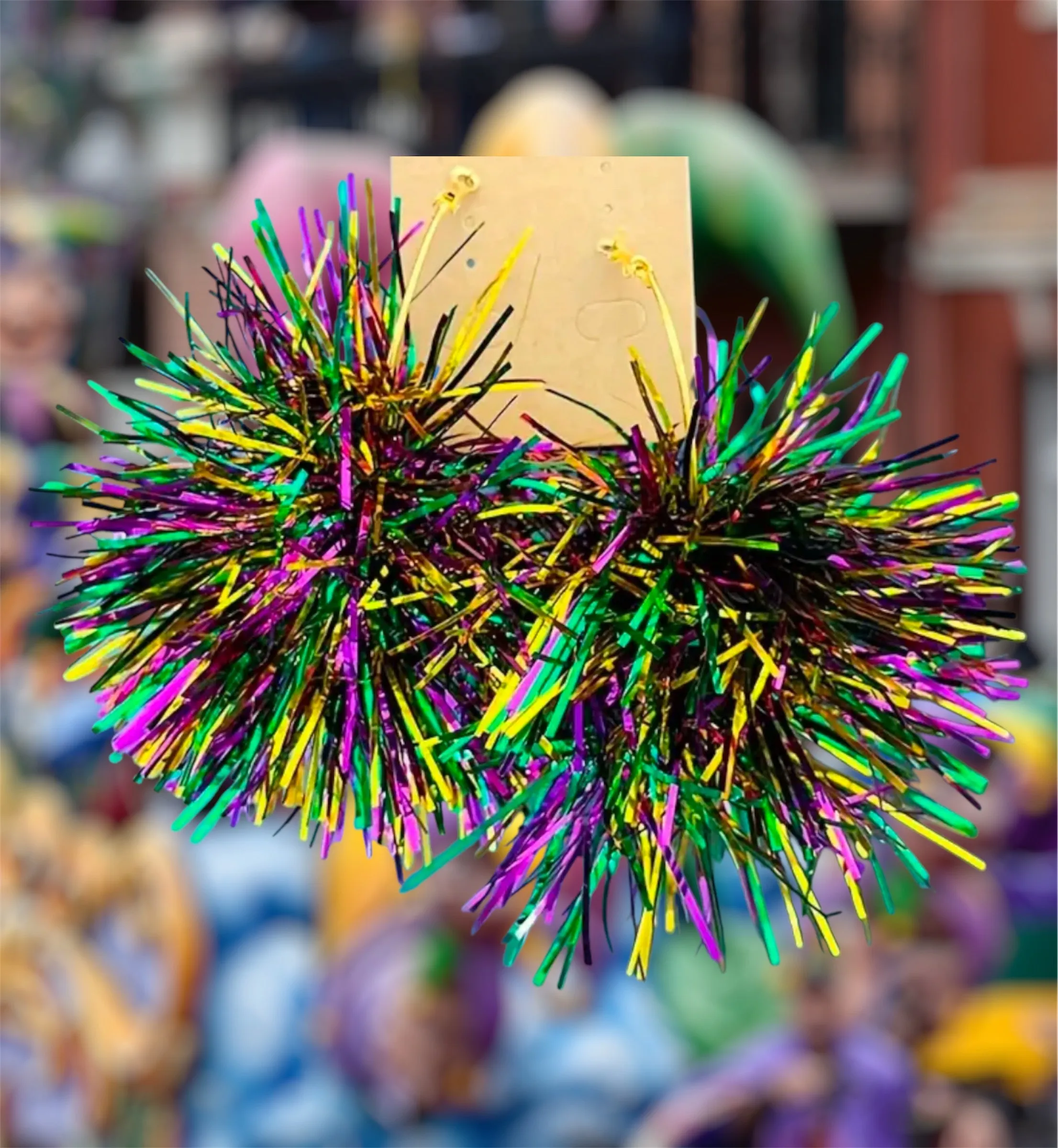 Mardi Gras Tinsel Earrings