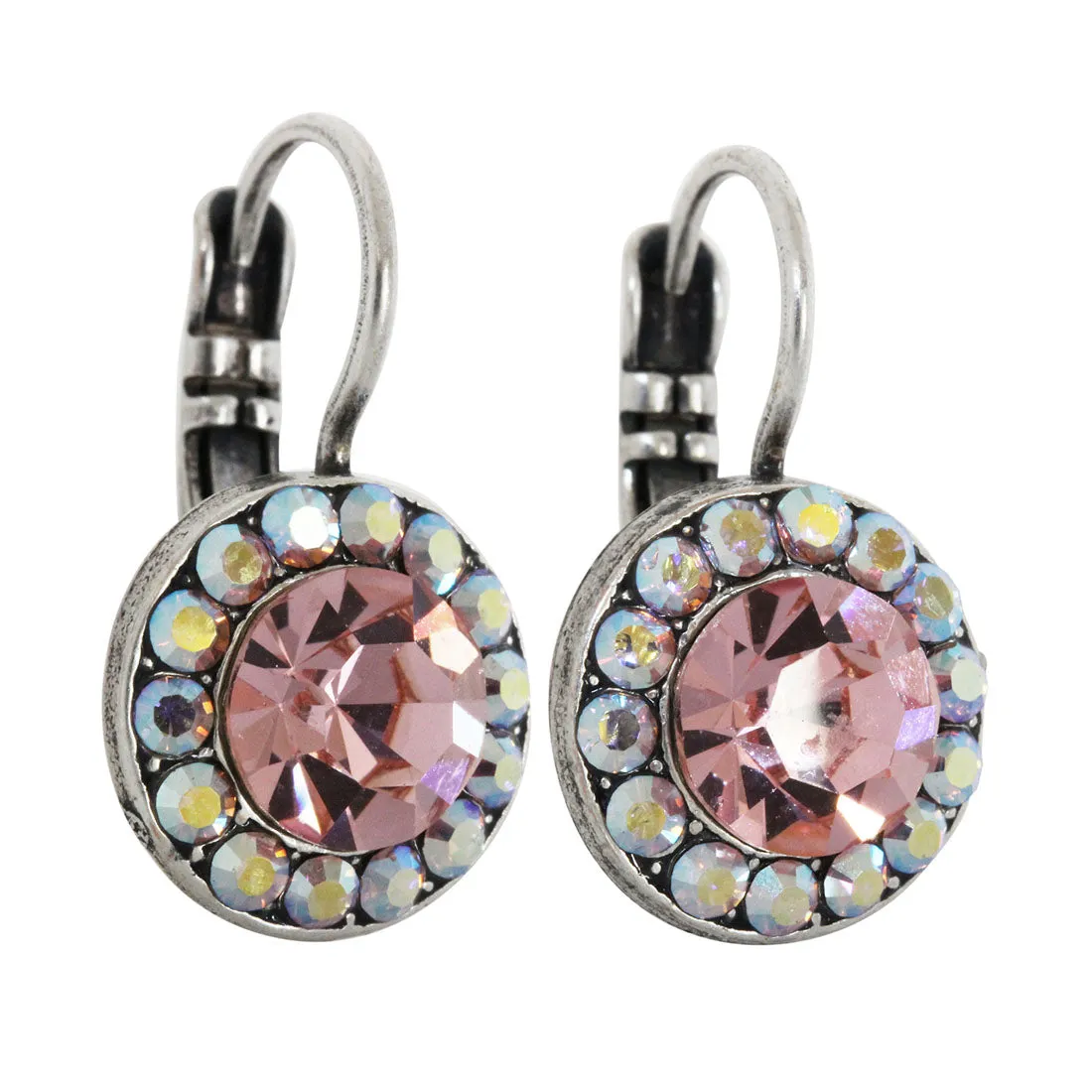 Mariana "Pretty in Pink" Silver Plated Must-Have Round Pavé Crystal Earrings, 1129 1207