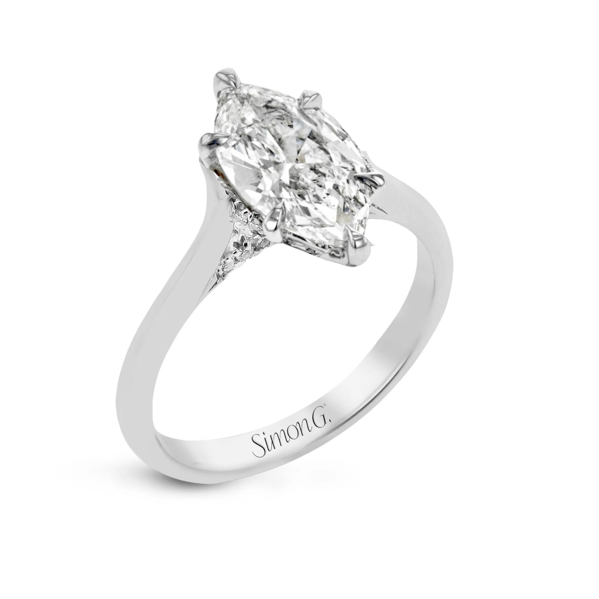 Marquise-Cut Hidden Halo Engagement Ring In 18k Gold With Diamonds