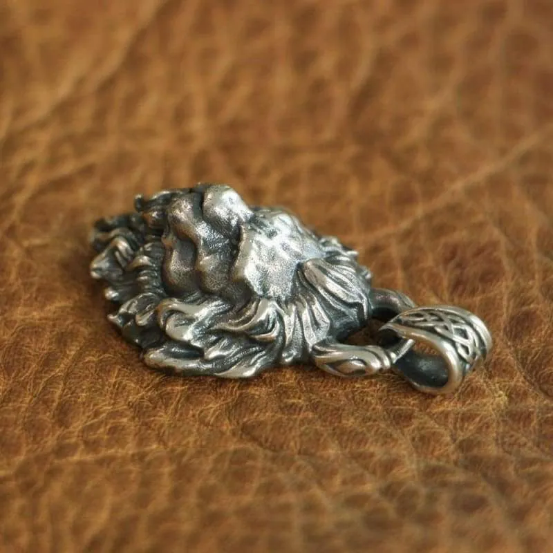 Men's Lion King Biker Pendant (925 Sterling Silver)