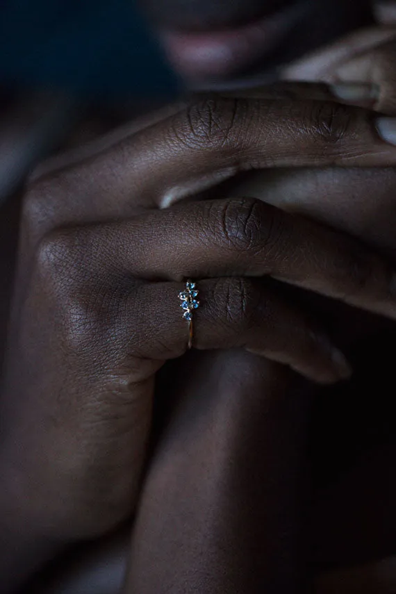 Mirrored Points Sapphire Ring