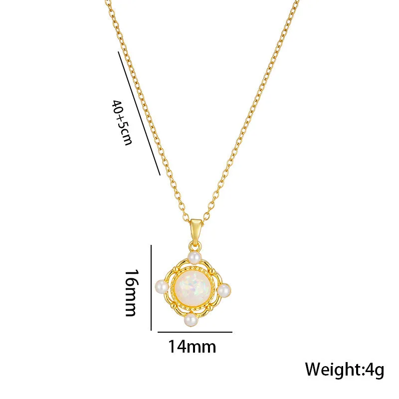 Moderate Luxury Quadrilateral Geometric Titanium Steel Electroplating Necklaces