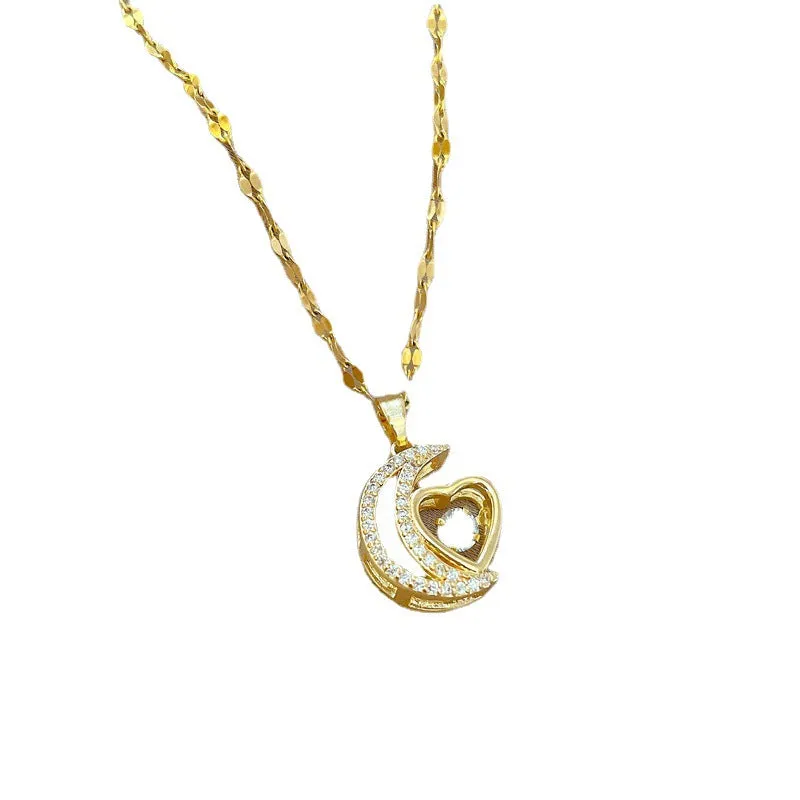 N2519 - Light Luxury Moon Love Heart Necklace