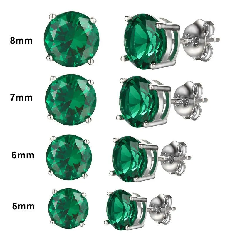 Nano Russian Emerald Genuine 925 Sterling Silver Stud Earrings