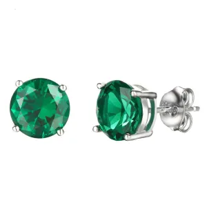 Nano Russian Emerald Genuine 925 Sterling Silver Stud Earrings