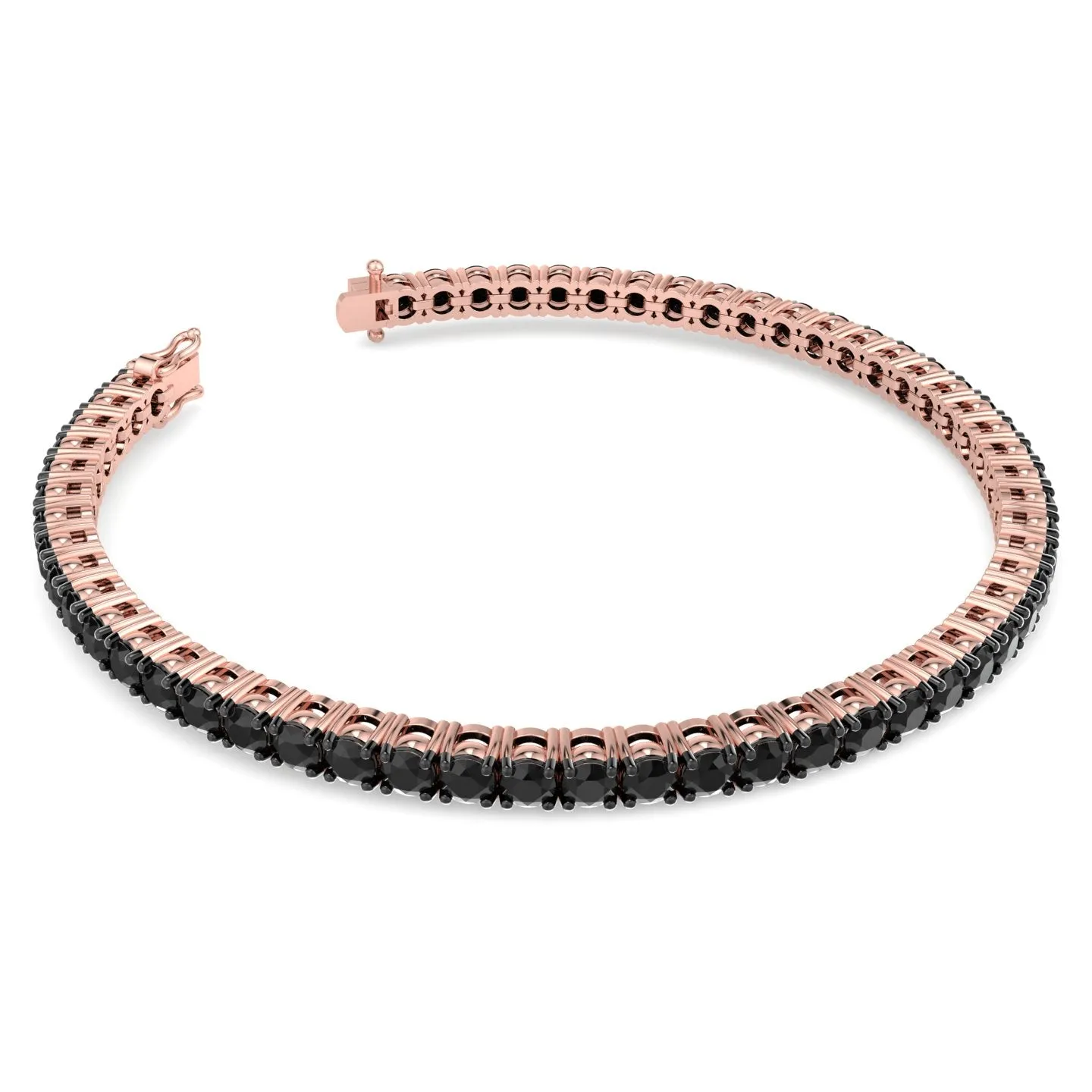 Natural Black Diamond Tennis Bracelet in 14K Solid Gold