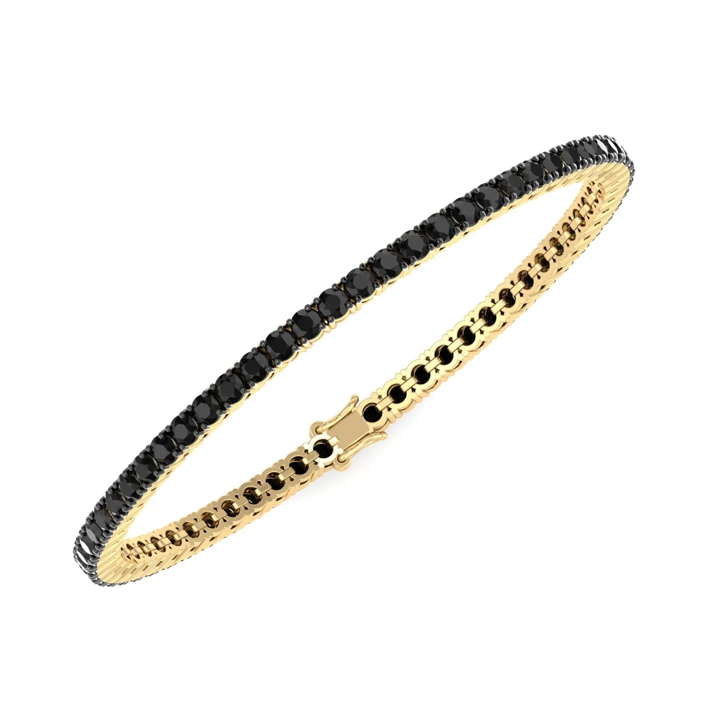 Natural Black Diamond Tennis Bracelet in 14K Solid Gold