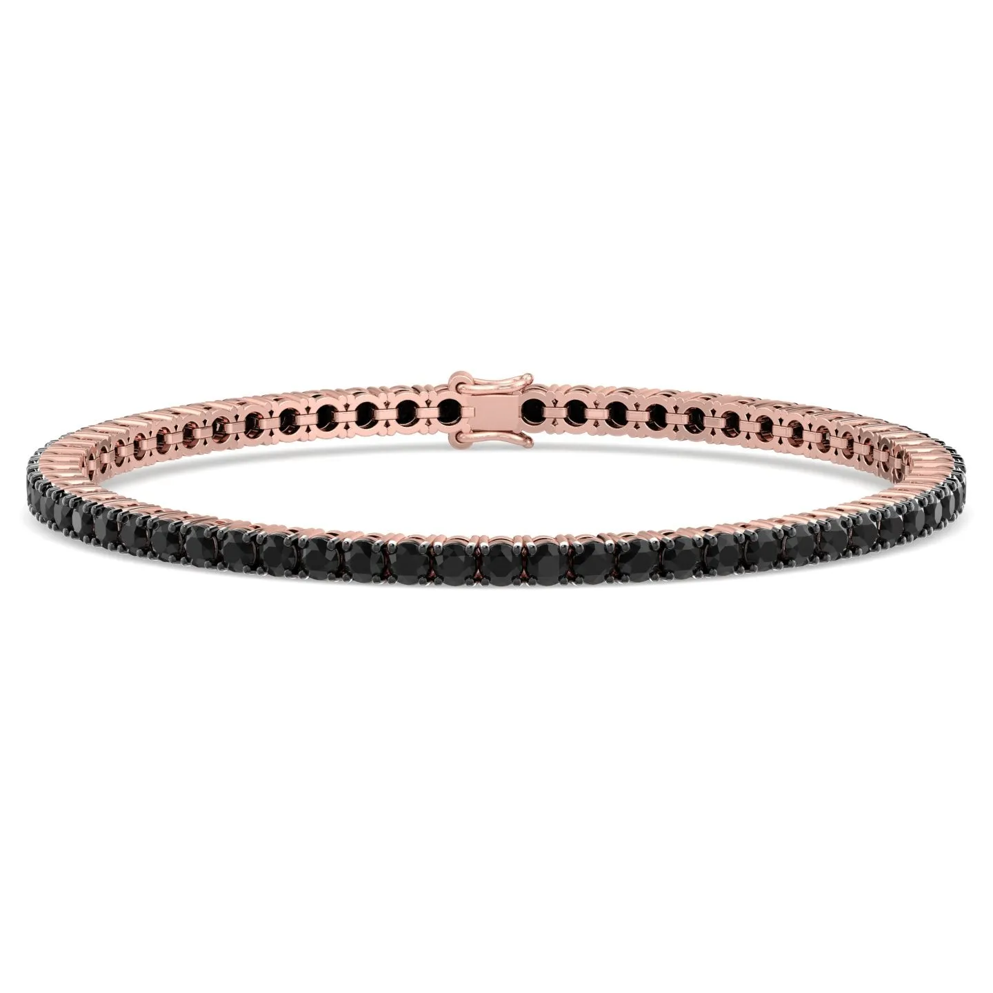 Natural Black Diamond Tennis Bracelet in 14K Solid Gold