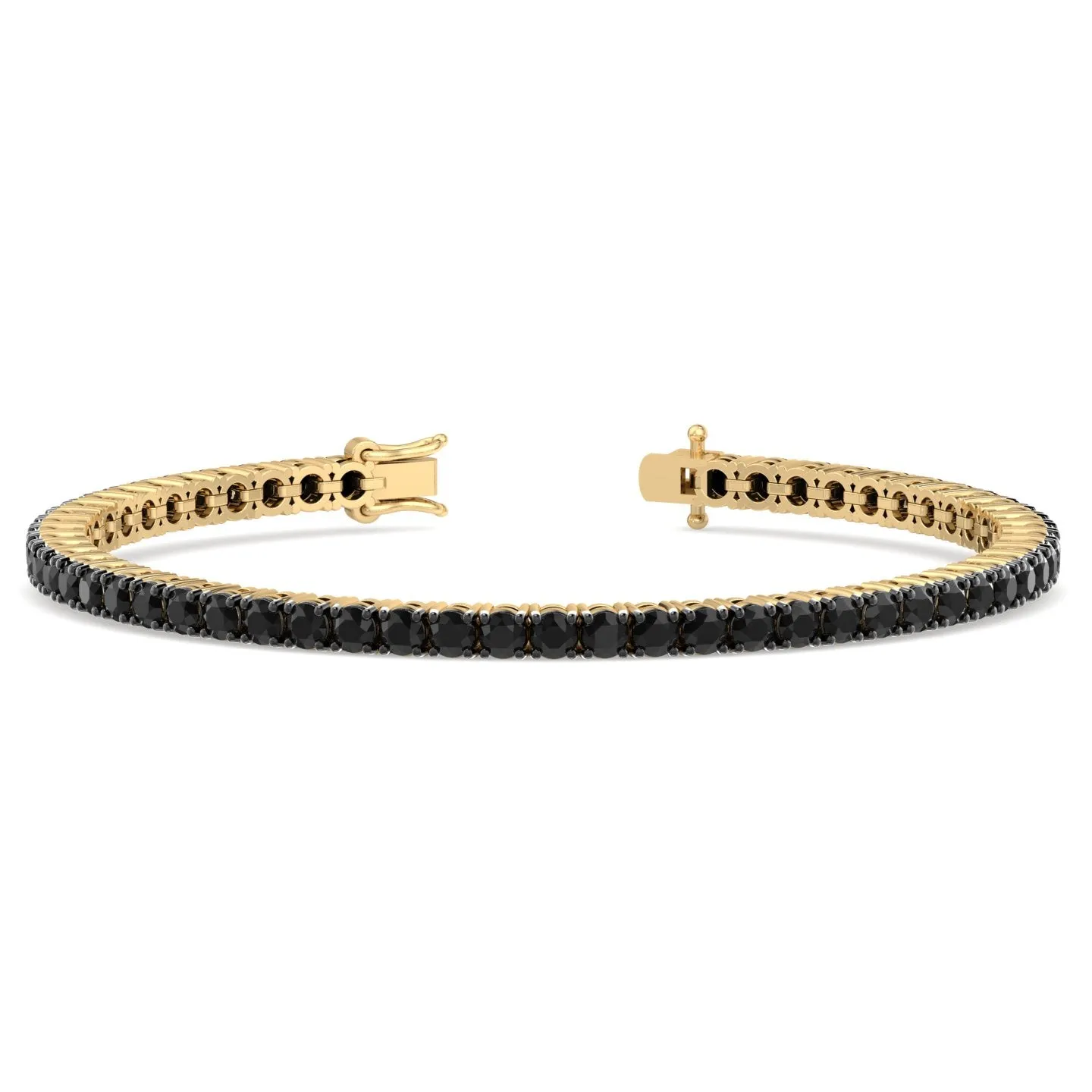 Natural Black Diamond Tennis Bracelet in 14K Solid Gold