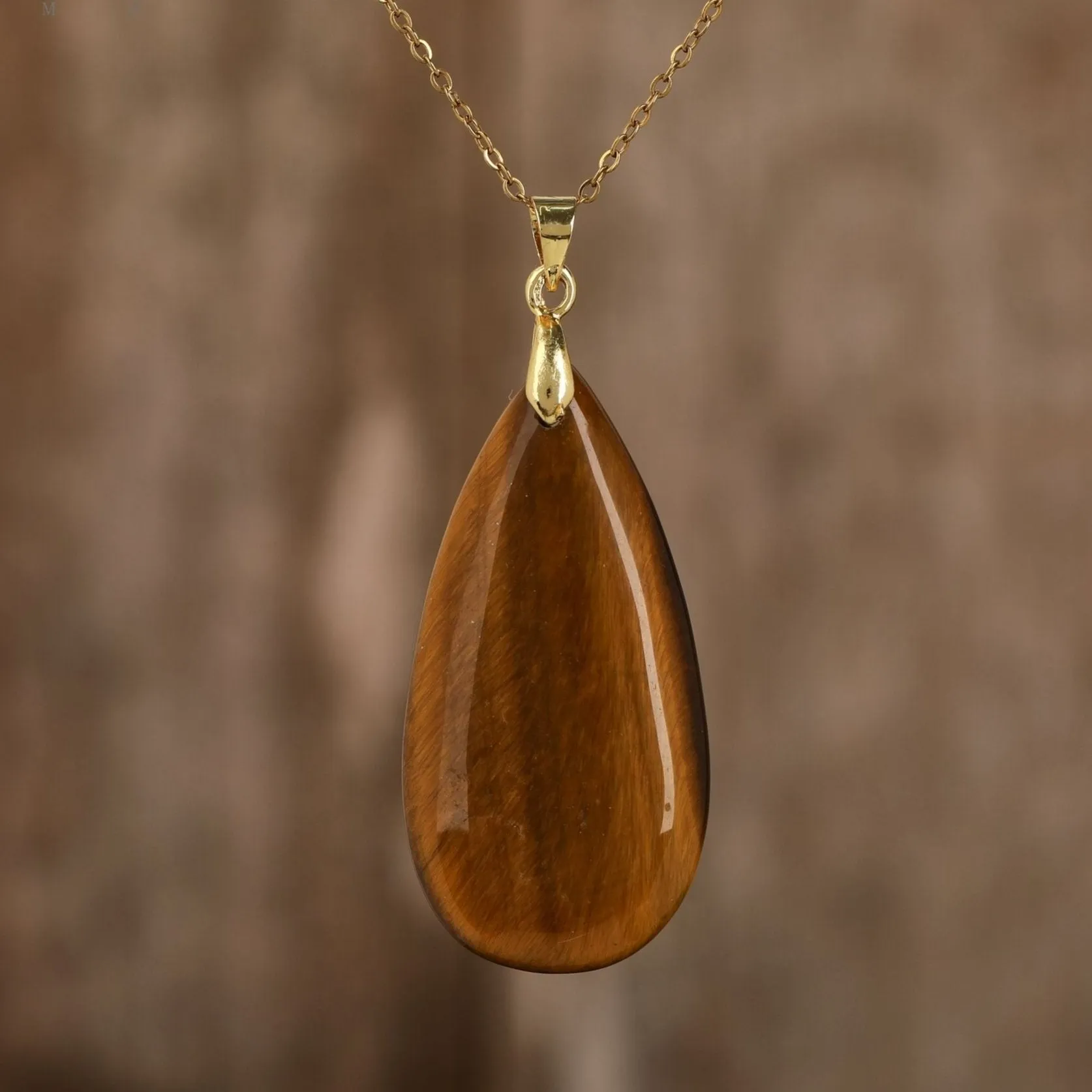 Natural gemstone Teardrop Pendant Necklace