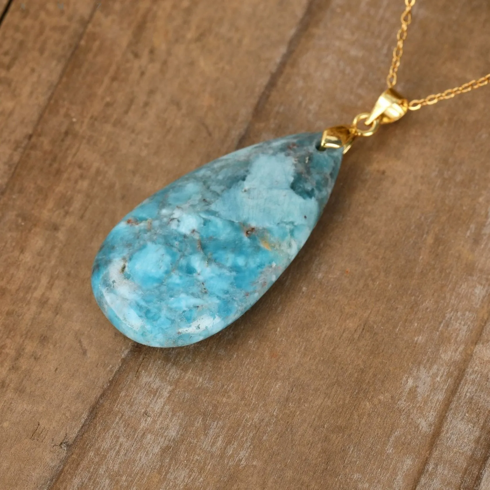 Natural gemstone Teardrop Pendant Necklace