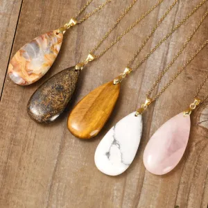 Natural gemstone Teardrop Pendant Necklace