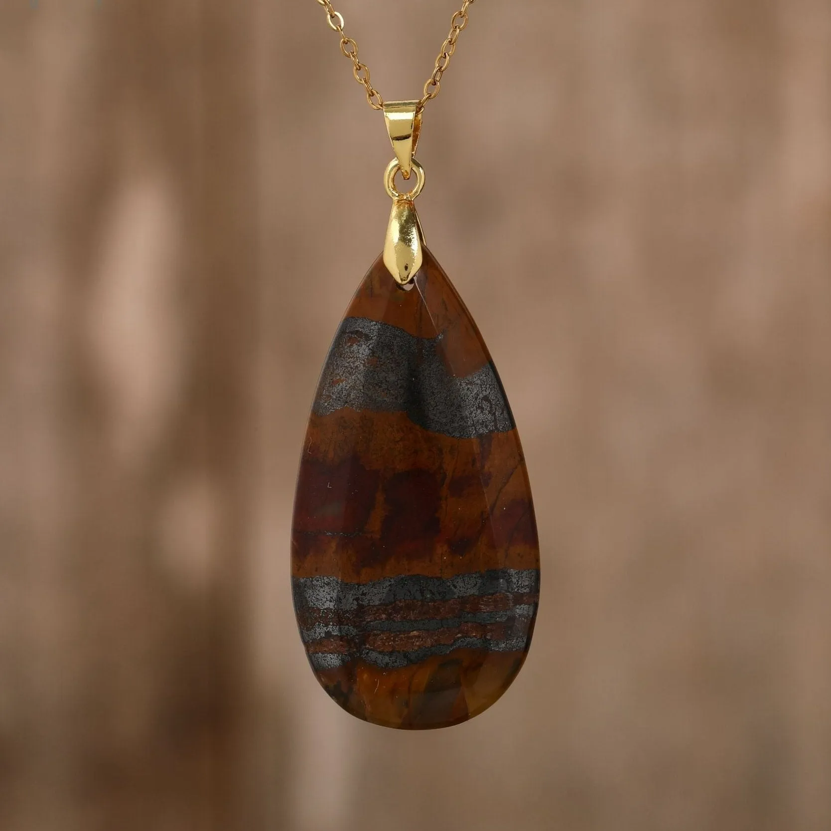 Natural gemstone Teardrop Pendant Necklace