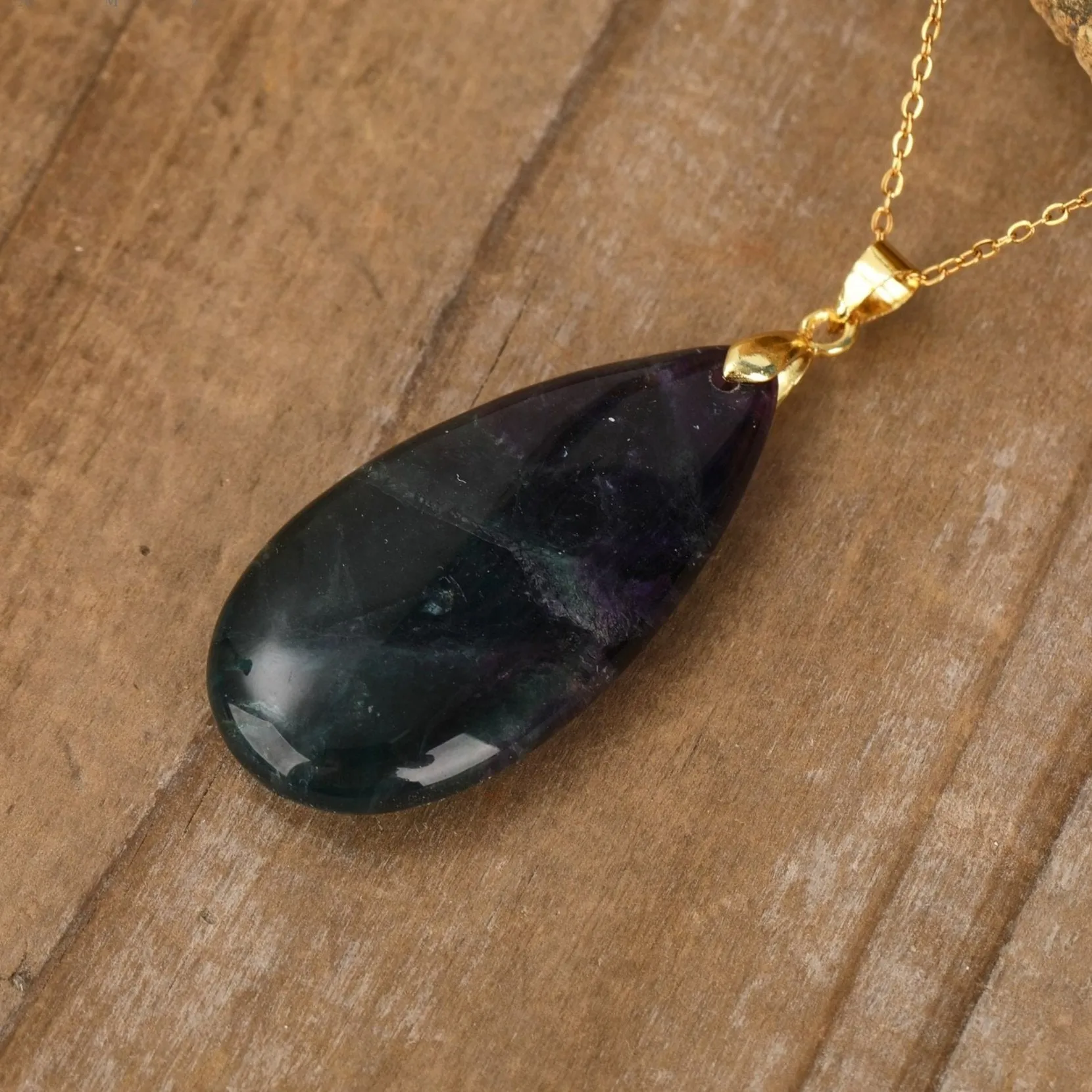 Natural gemstone Teardrop Pendant Necklace