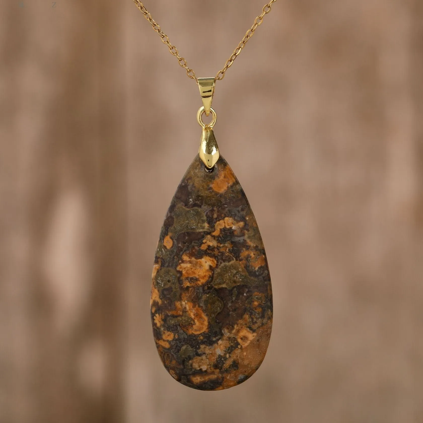 Natural gemstone Teardrop Pendant Necklace