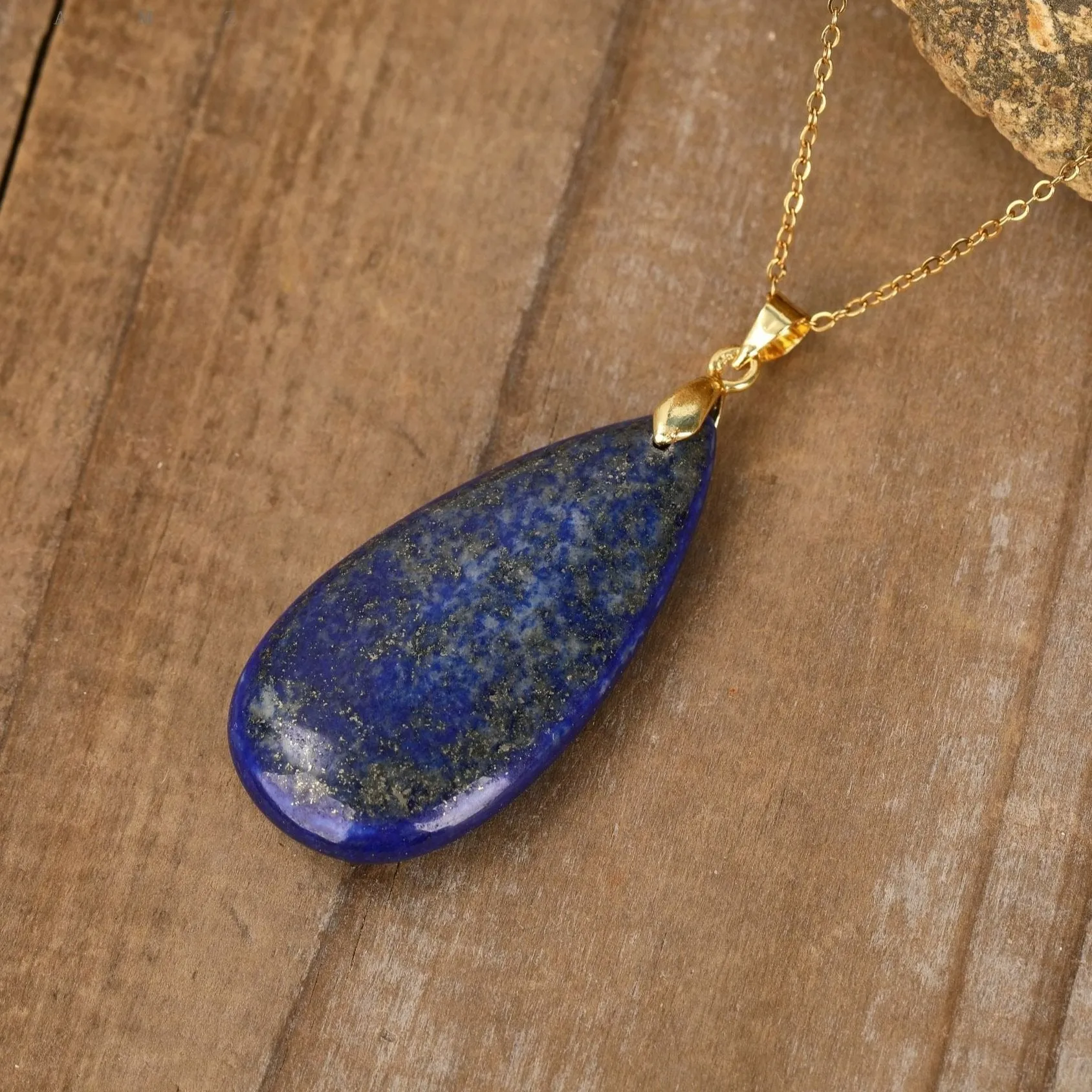 Natural gemstone Teardrop Pendant Necklace