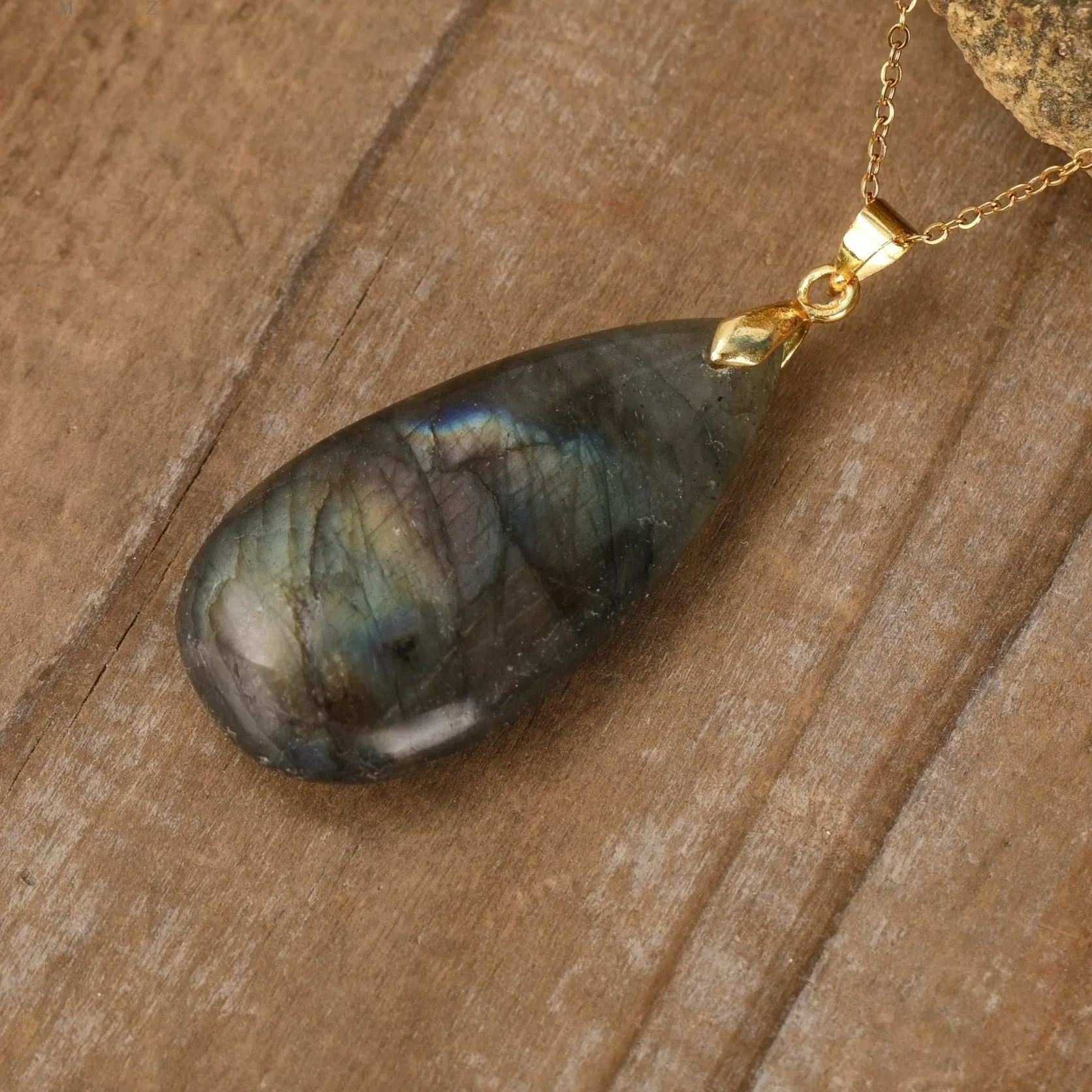 Natural gemstone Teardrop Pendant Necklace