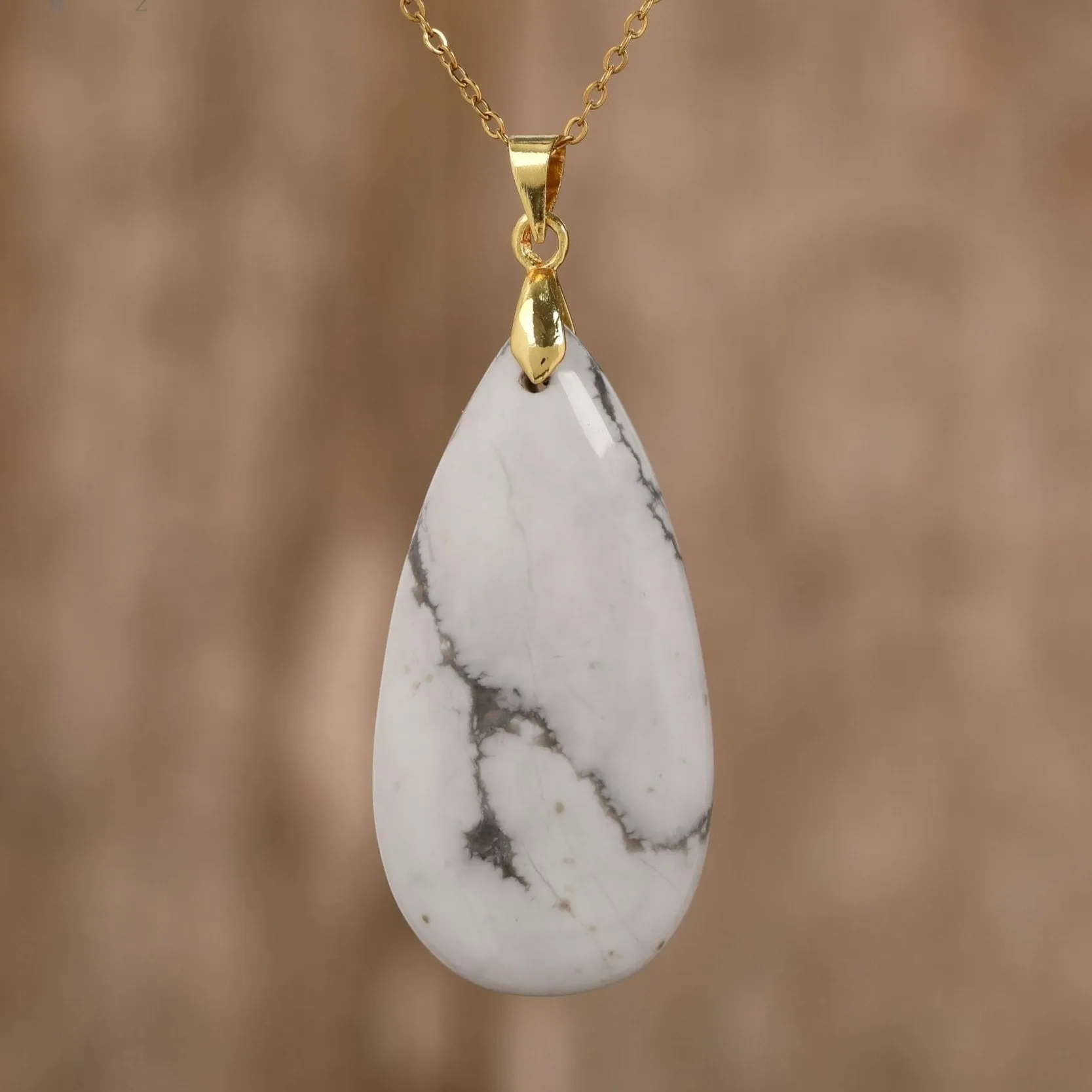 Natural gemstone Teardrop Pendant Necklace