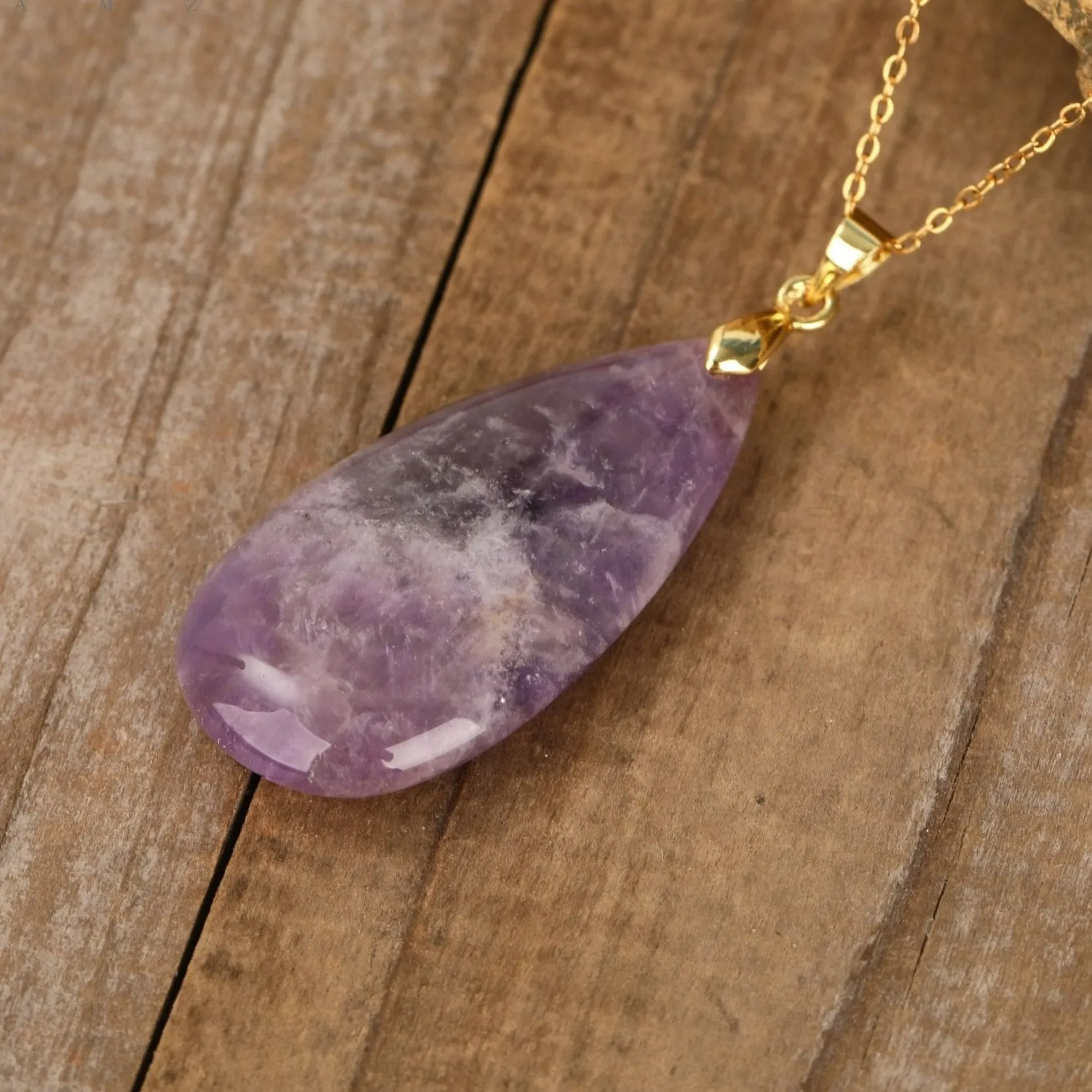 Natural gemstone Teardrop Pendant Necklace