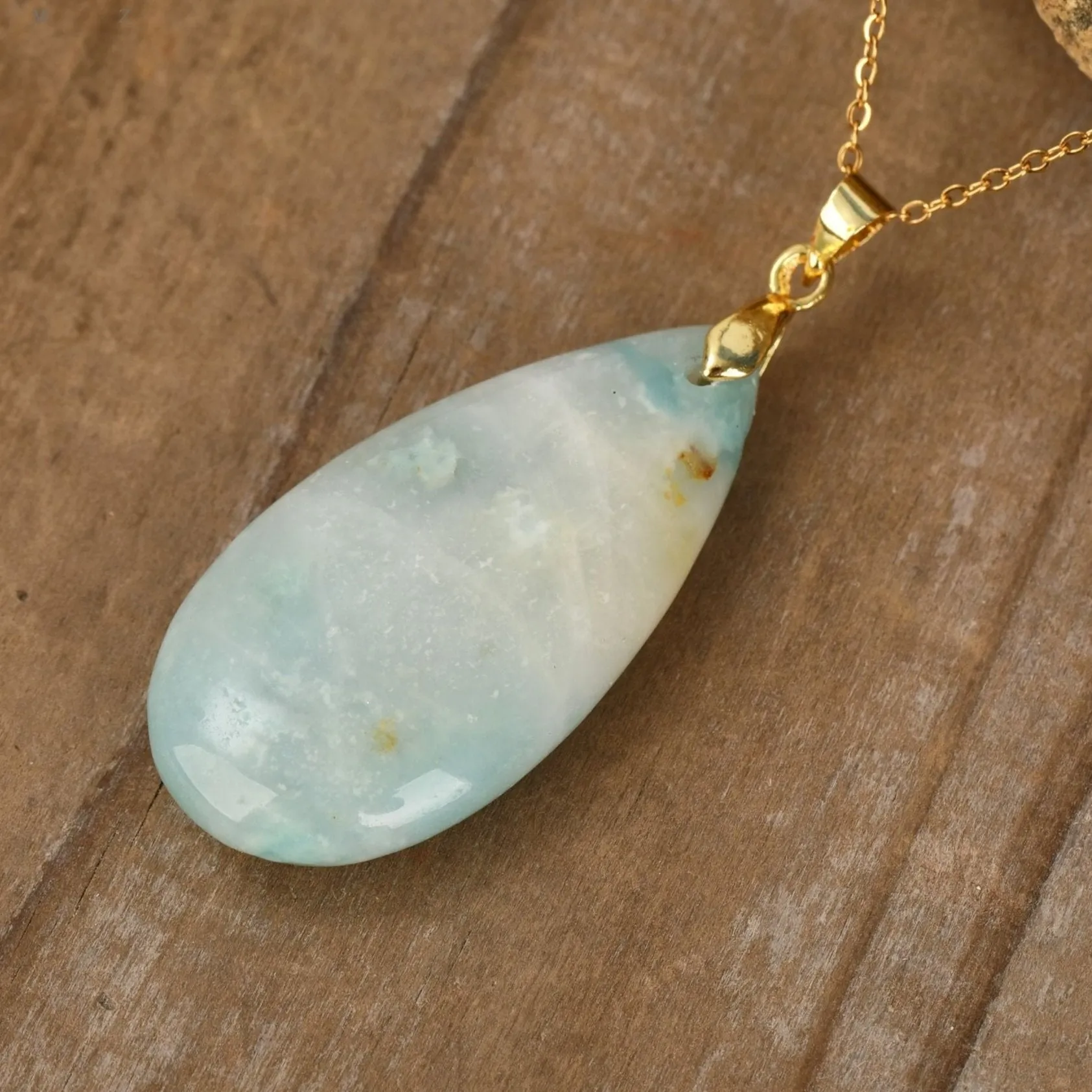 Natural gemstone Teardrop Pendant Necklace