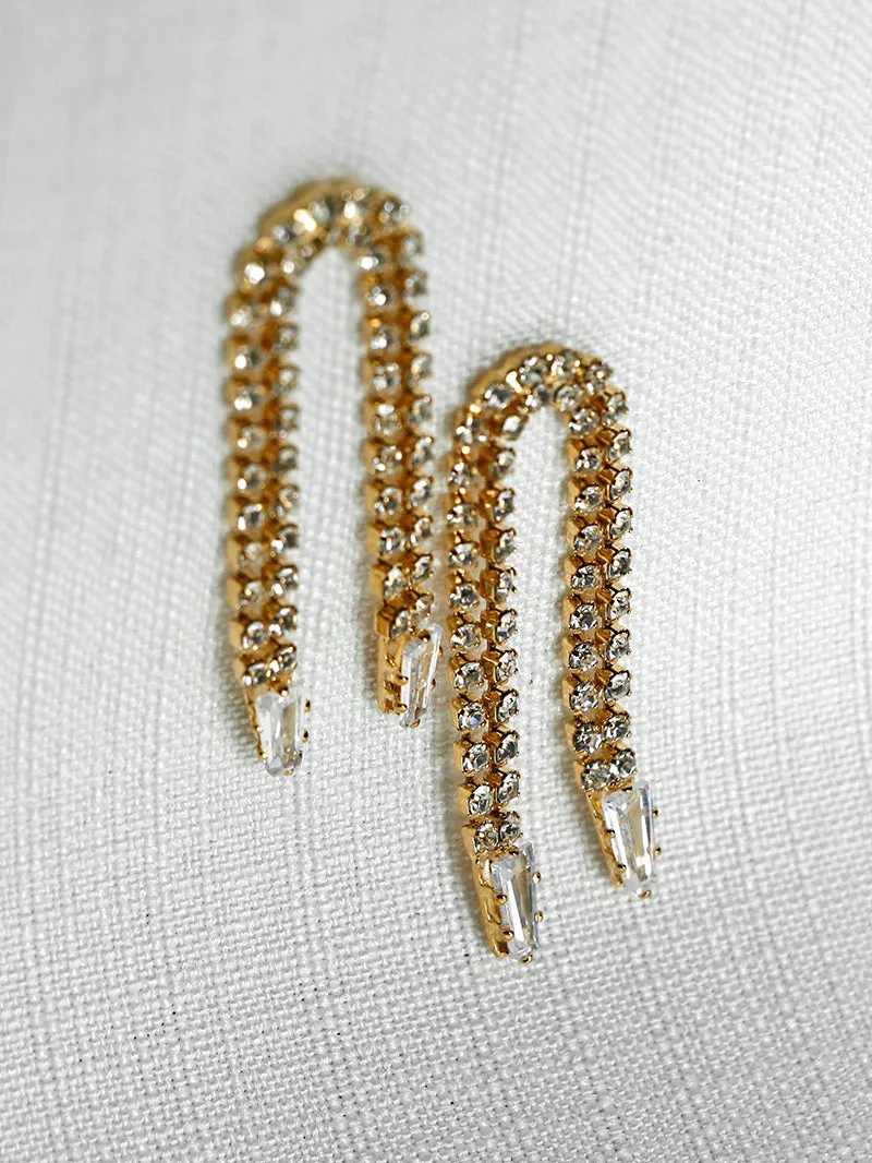 Nuance Crystal Arch Drop Earrings | Gold