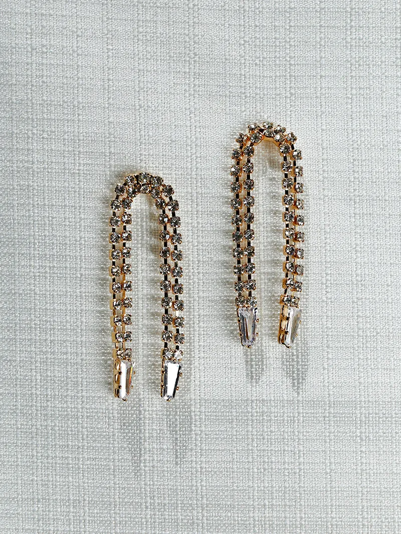 Nuance Crystal Arch Drop Earrings | Gold