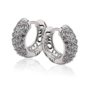 OB Youthful Collection - Petite Diamond Pave Platinum or 18K Yellow Gold Filigree Hoop Earrings