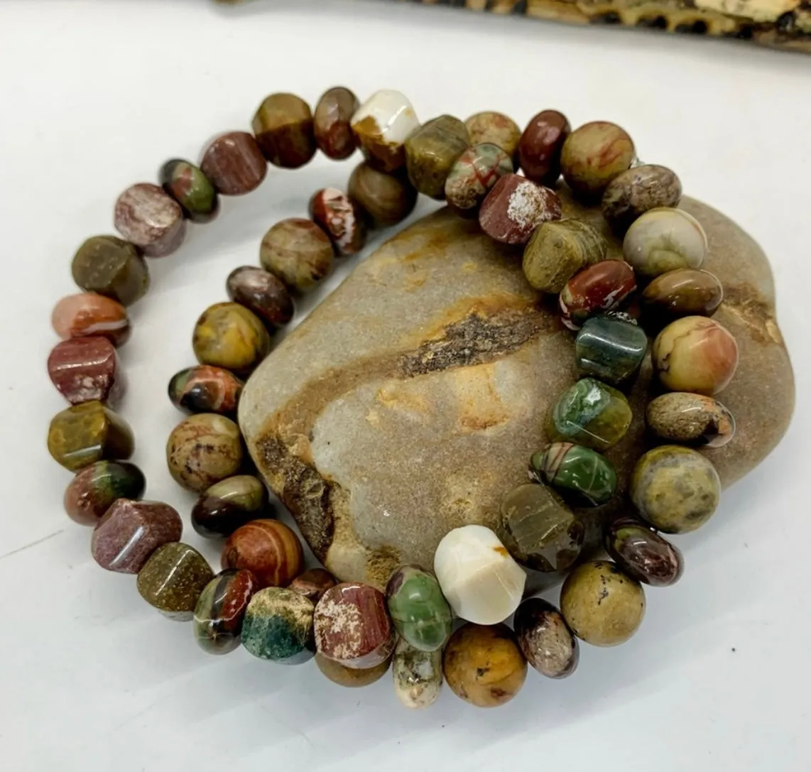 Ocean Jasper Stretch Bracelets set of 2