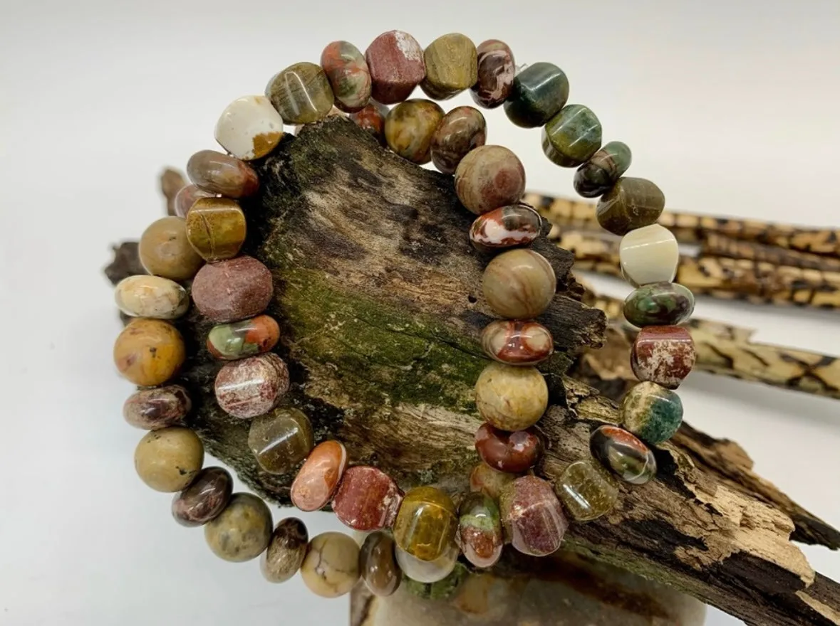 Ocean Jasper Stretch Bracelets set of 2