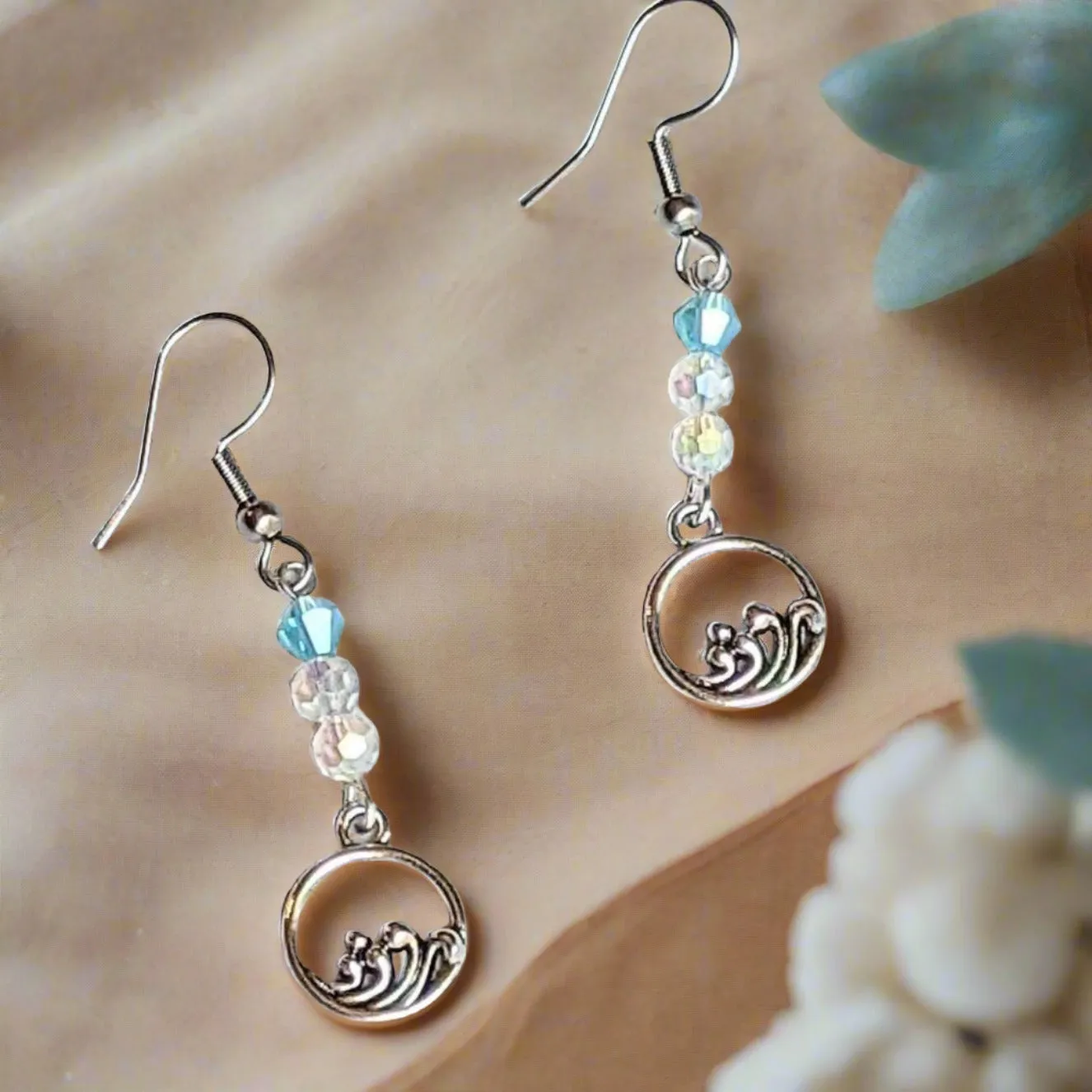 Ocean Wave Crystal Earrings