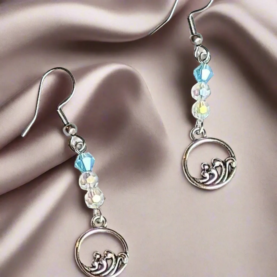 Ocean Wave Crystal Earrings