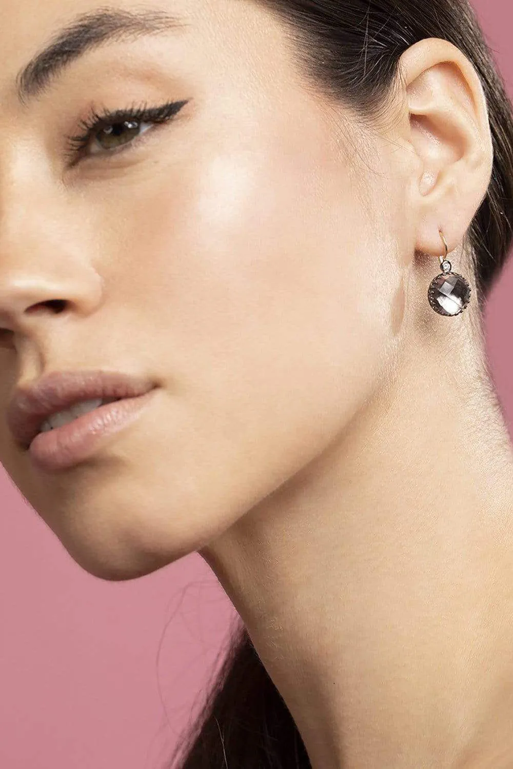 Olivia Small Button Earrings - Dove