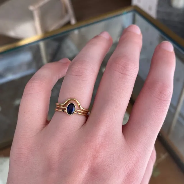 Oval Blue Sapphire Wisp Ring