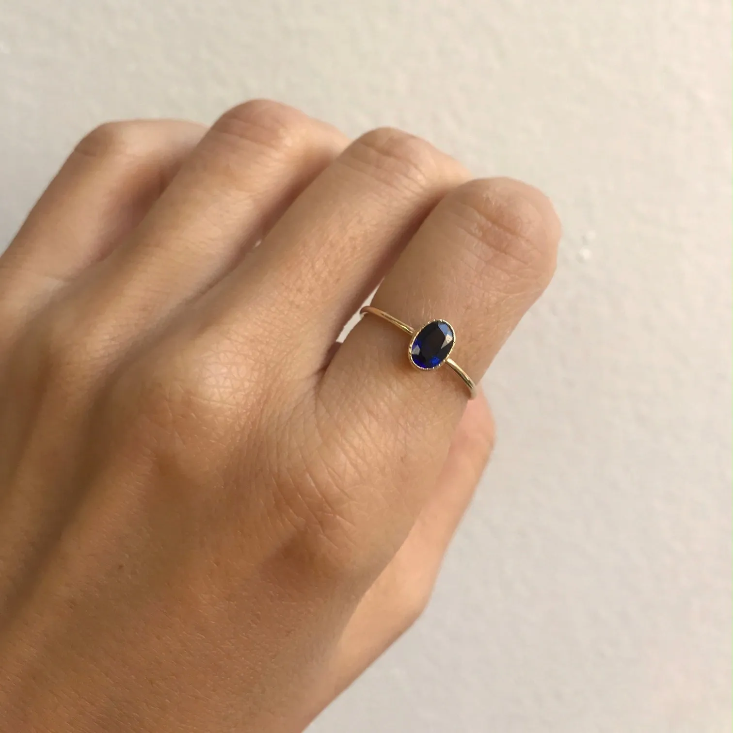 Oval Blue Sapphire Wisp Ring