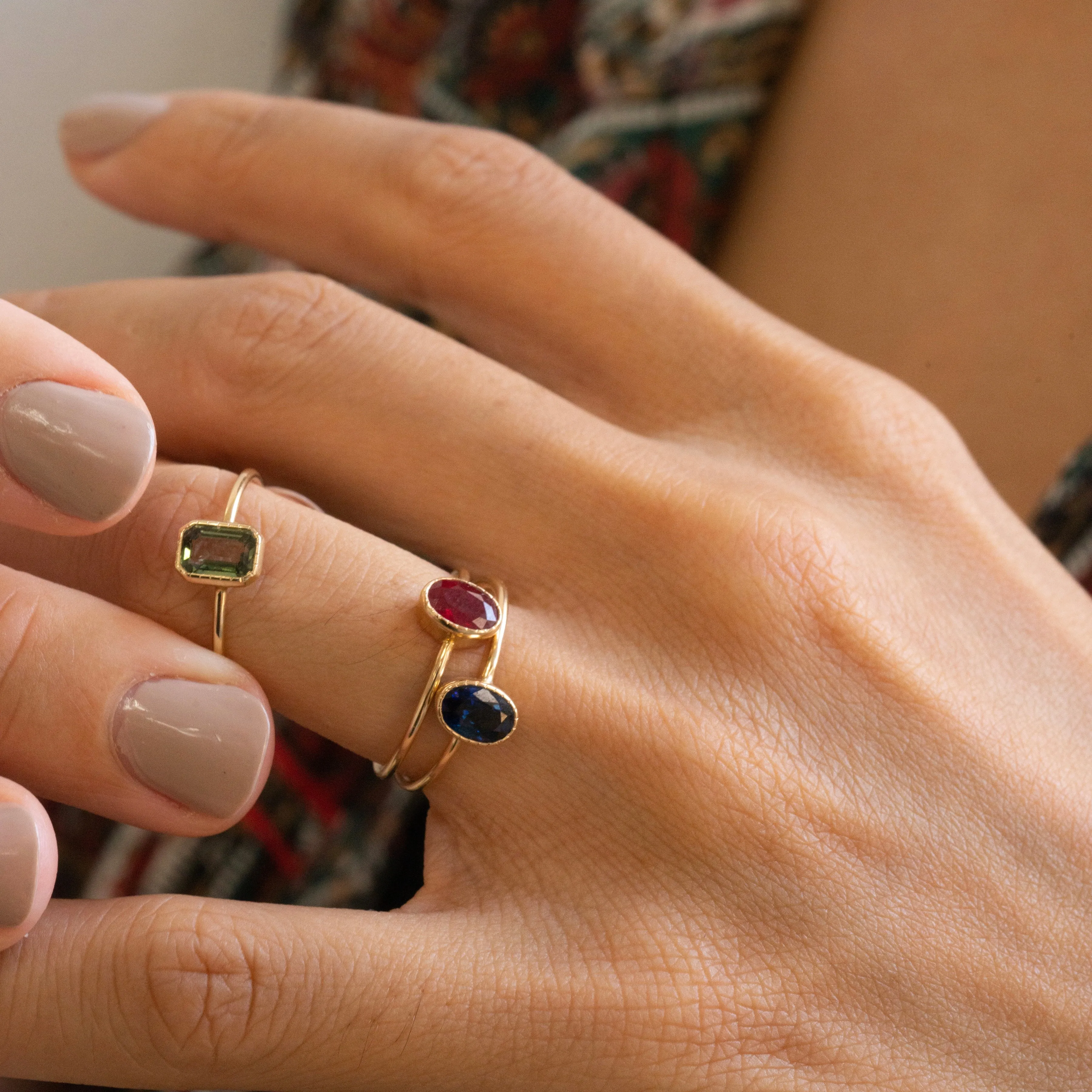 Oval Blue Sapphire Wisp Ring