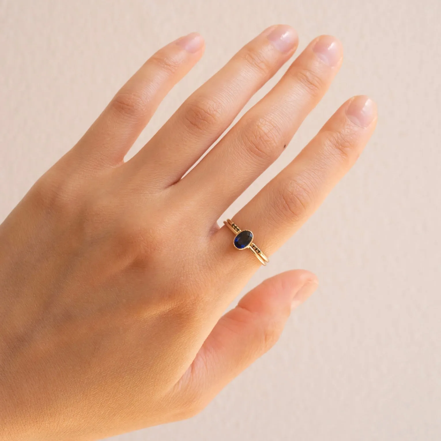 Oval Blue Sapphire Wisp Ring