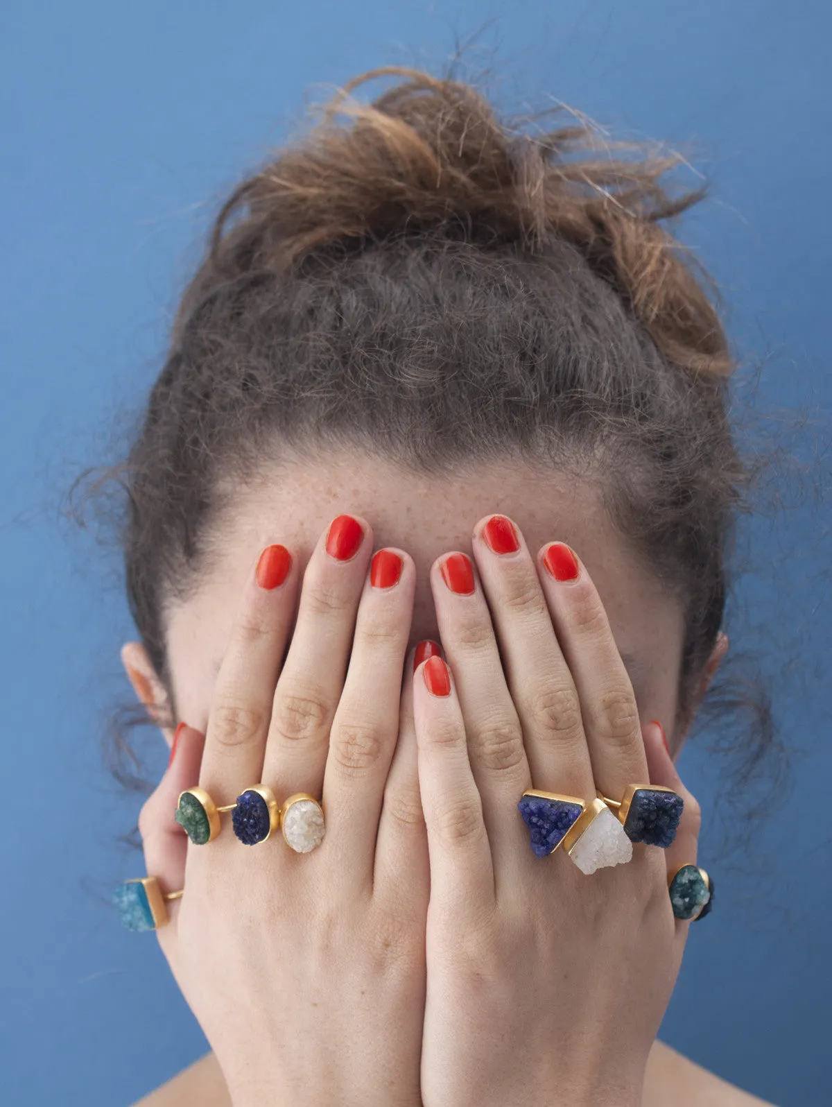 Oval Druzy Ring, Indigo