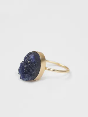 Oval Druzy Ring, Indigo