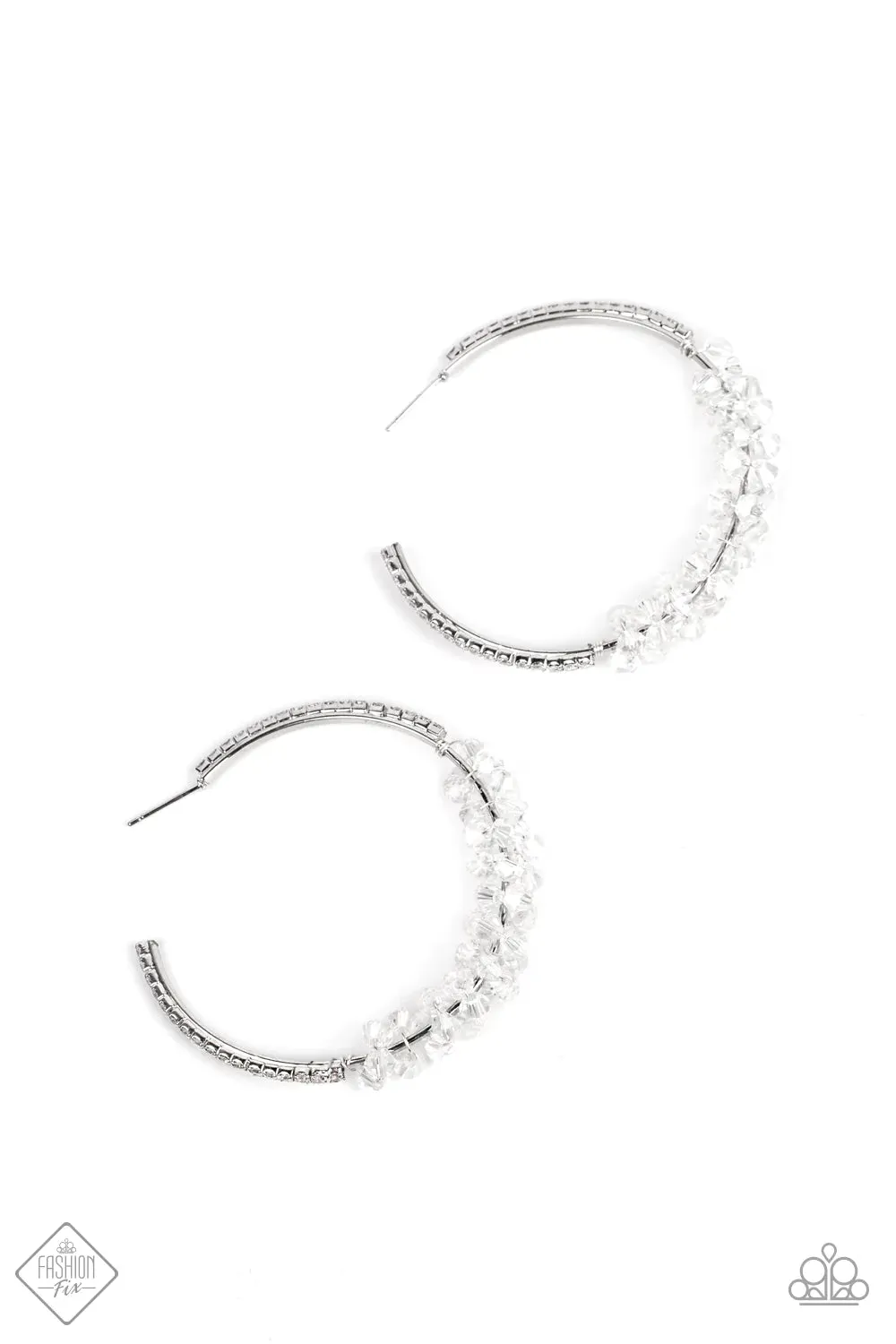 Paparazzi Earring ~ Bubble-Bursting Bling - White