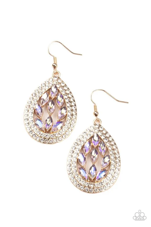 Paparazzi Earring ~ Encased Elegance - Gold