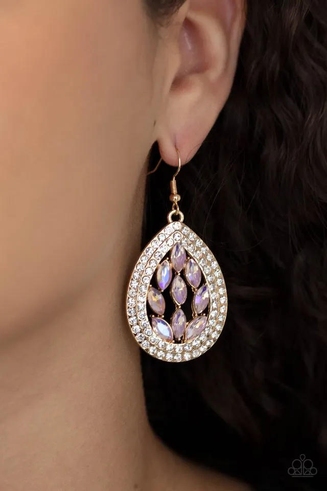 Paparazzi Earring ~ Encased Elegance - Gold