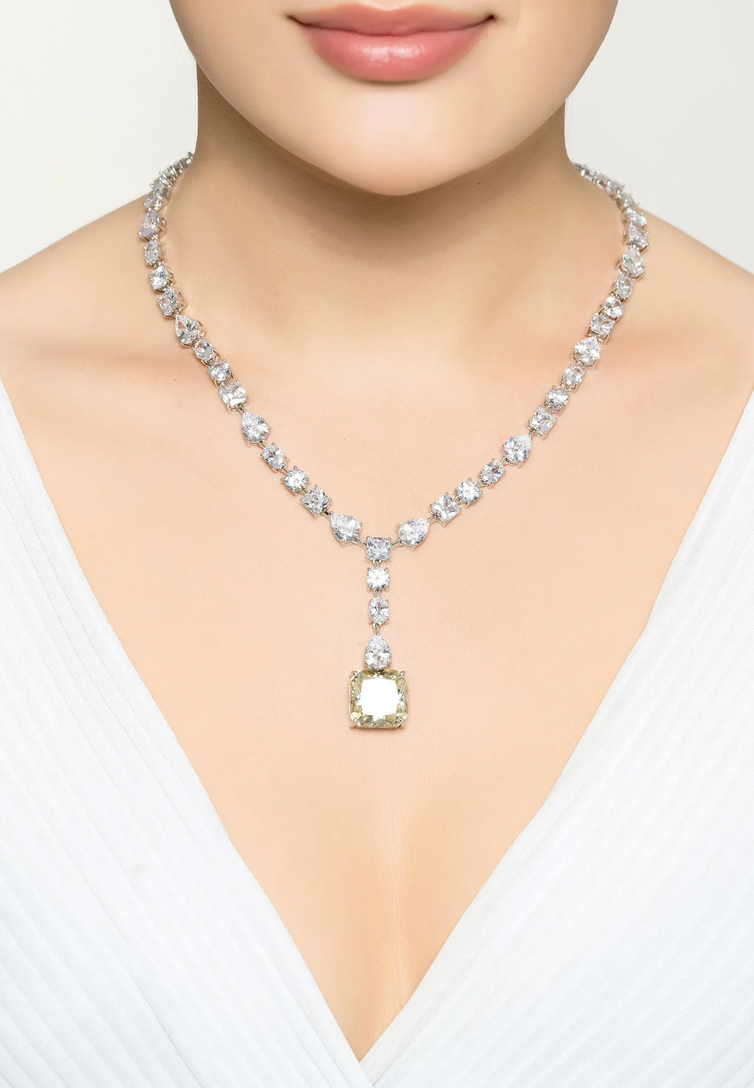 Penelope Moissanite Statement Necklace Silver